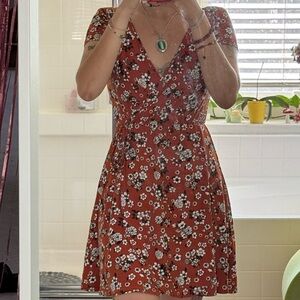 Floral V-Neck Dress in Red